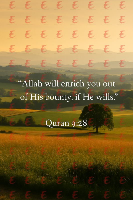 "Allah will enrich you out of His bounty, if He wills." Quran 9:28