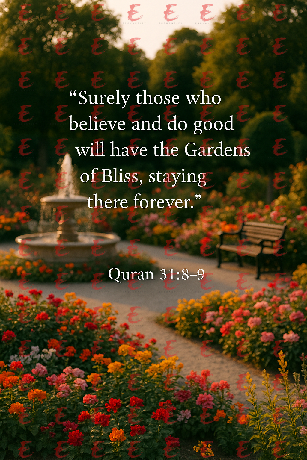 "Surely those who believe and do good will have the Gardens of Bliss, staying there forever." Quran 31:8-9