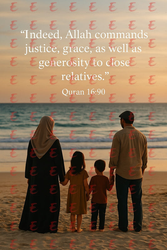 "Indeed, Allah commands justice, grace, as well as generosity to close relatives." Quran 16:90