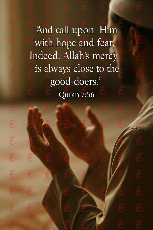 "And call upon Him with hope and fear. Indeed, Allah’s mercy is always close to the good-doers." Quran 7:56
