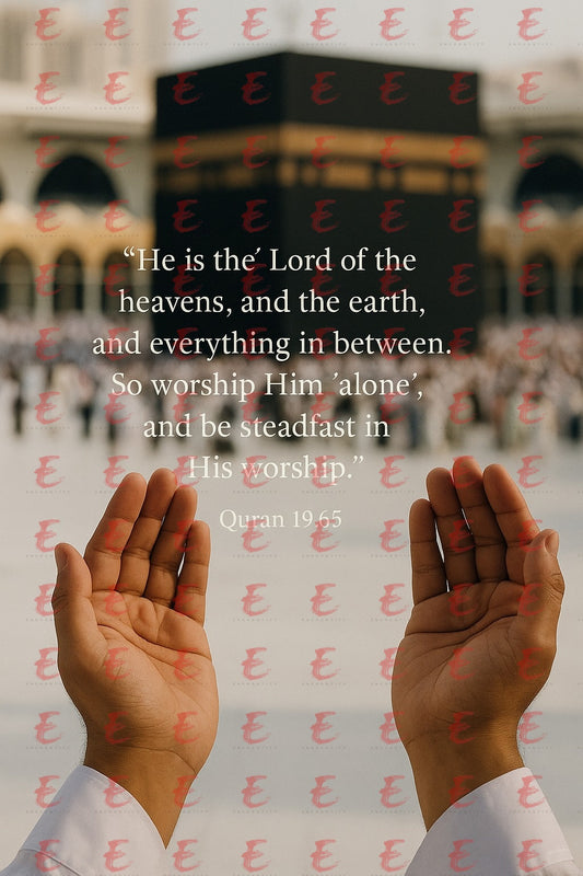'He is the' Lord of the heavens, and the earth, and everything in between. So worship Him 'alone', and be steadfast in His worship.' Quran 19:65