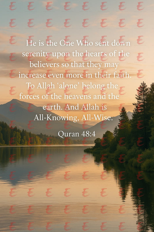 "He is the One Who sent down serenity upon the hearts of the believers so that they may increase even more in their faith. To Allah 'alone' belong the forces of the heavens and the earth. And Allah is All-Knowing, All-Wise." Quran 48:4