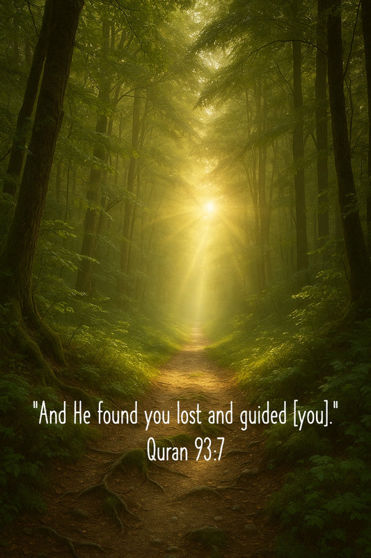 "And He found you lost and guided [you]."  Quran 93:7 - Islamic Wall Art