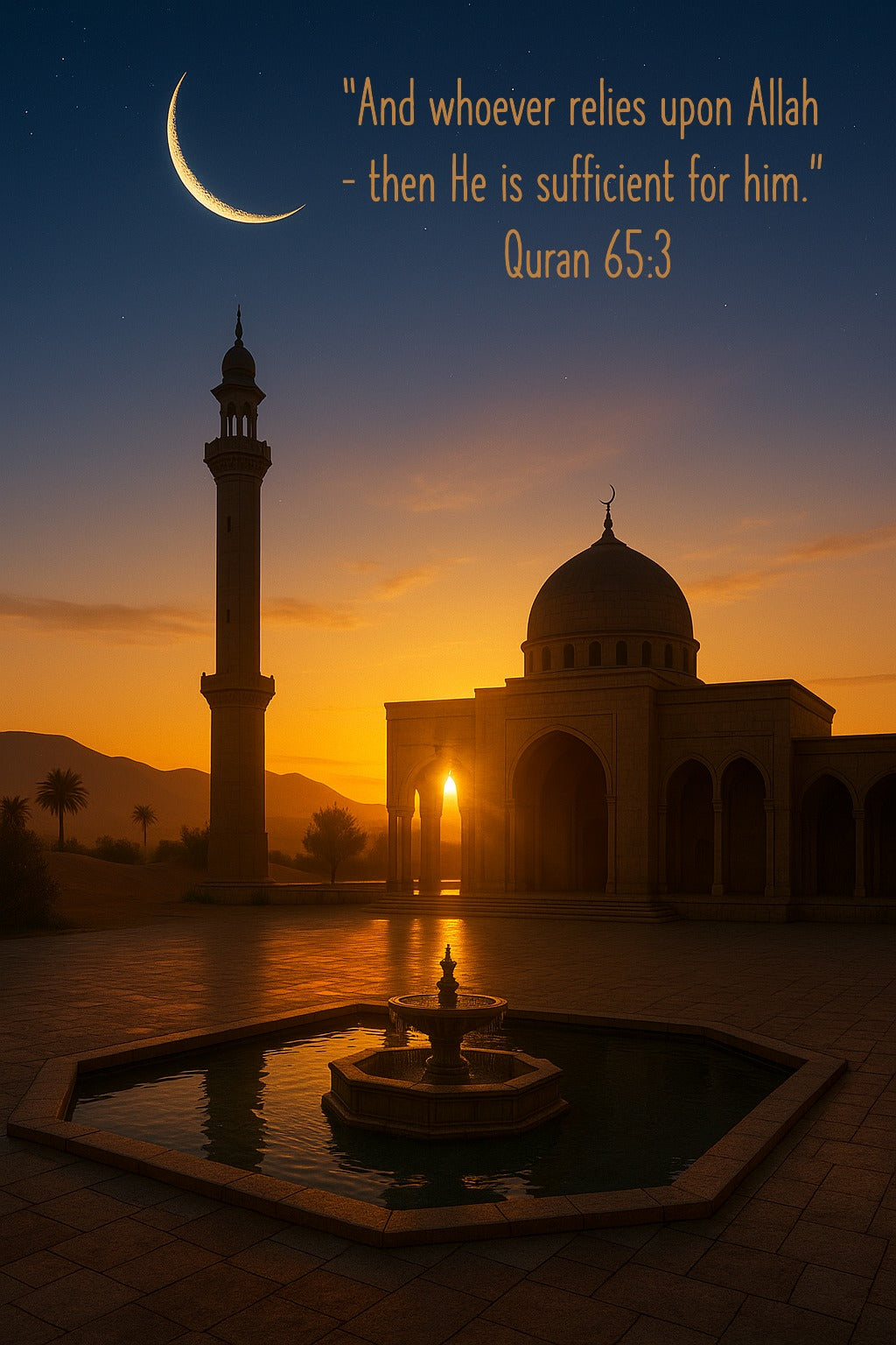“And whoever relies upon Allah – then He is sufficient for him.” Quran 65:3 - Islamic Wall Art