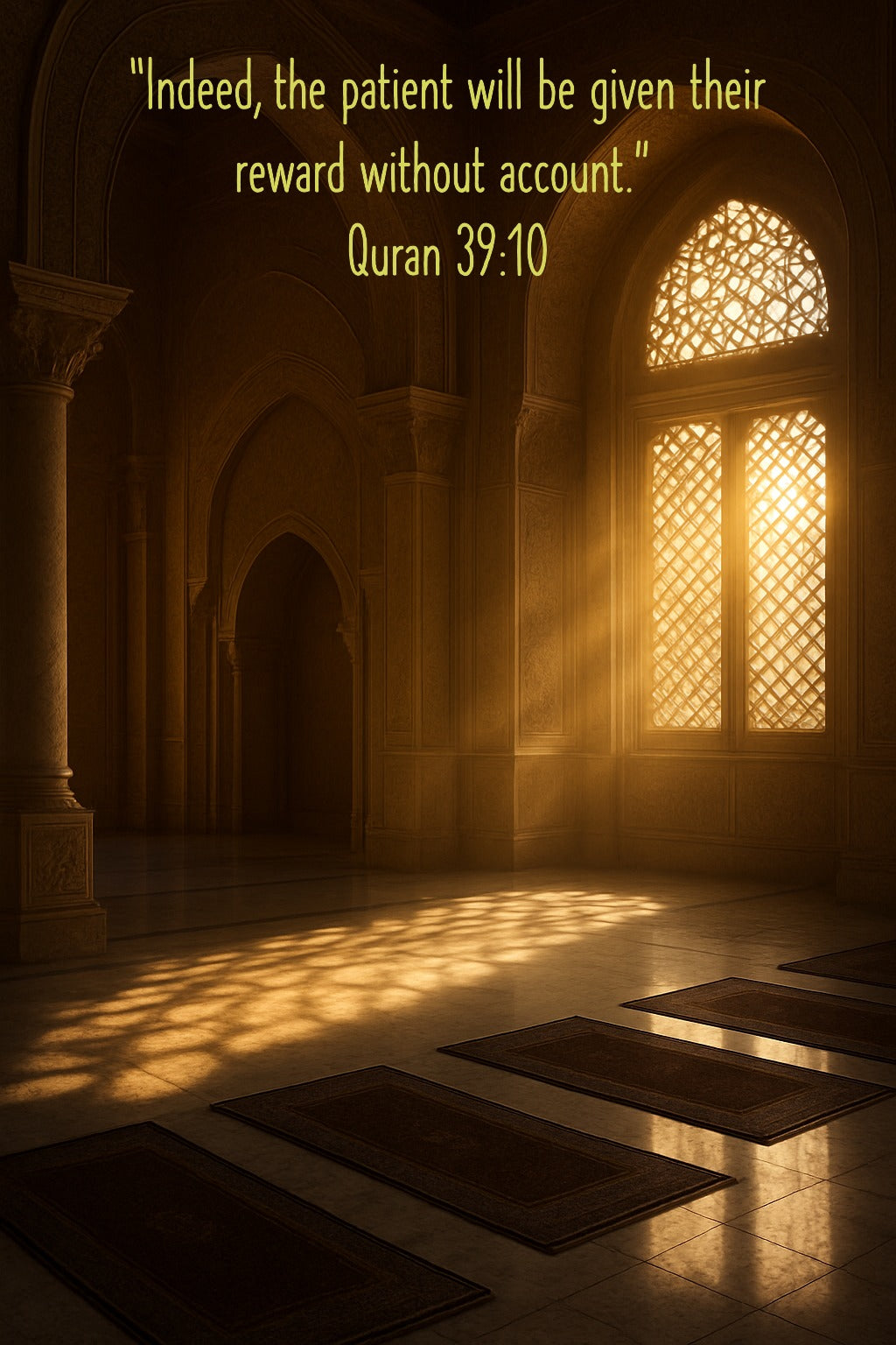 “Indeed, the patient will be given their reward without account.” Quran 39:10 - Islamic Wall Art