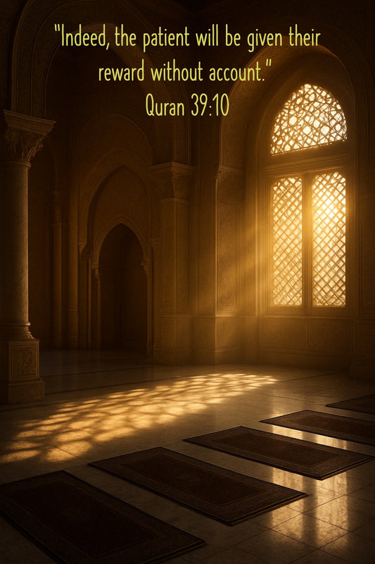 “Indeed, the patient will be given their reward without account.” Quran 39:10 - Islamic Wall Art