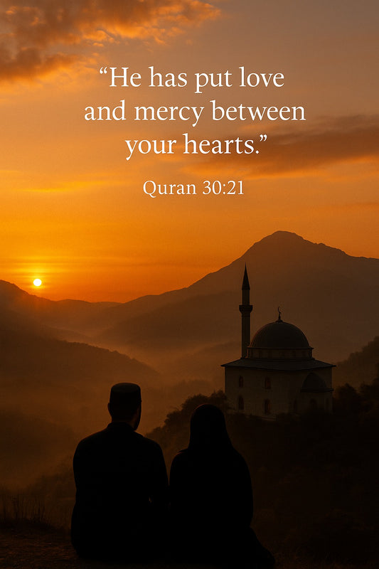 "He has put love and mercy between your heart." Quran 30:21 - Islamic Wall Art