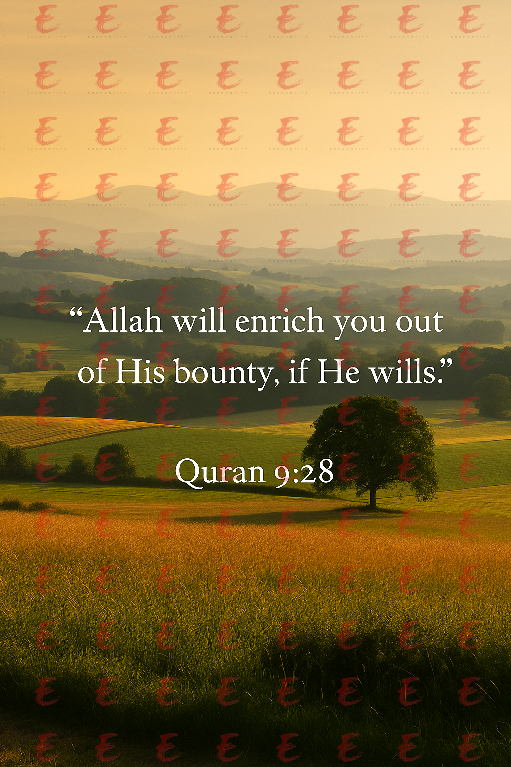 "Allah will enrich you out of His bounty, if He wills." Quran 9:28
